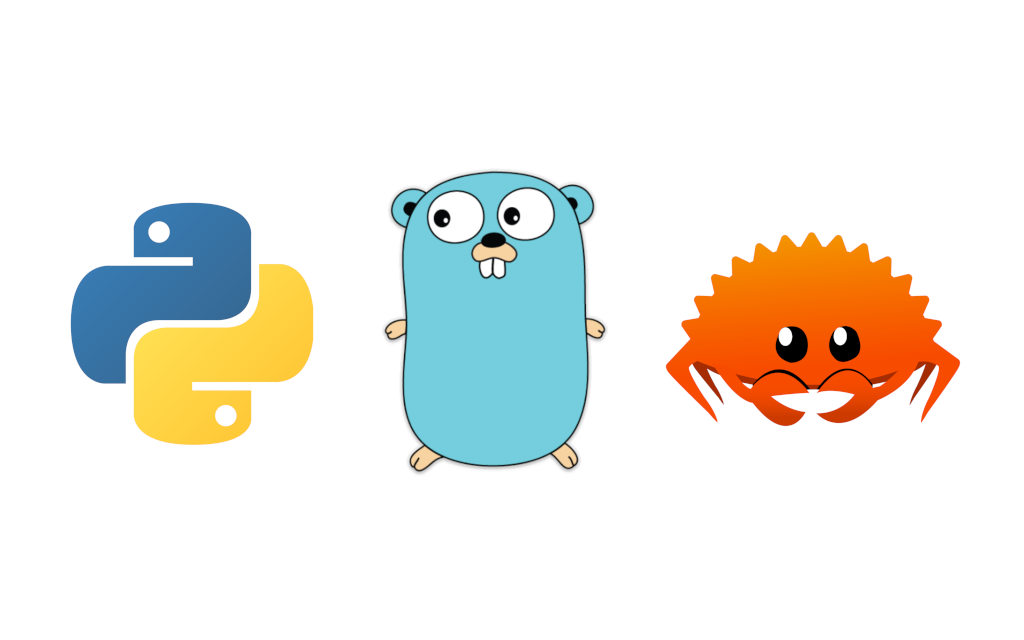 Python, Go, Rust mascots